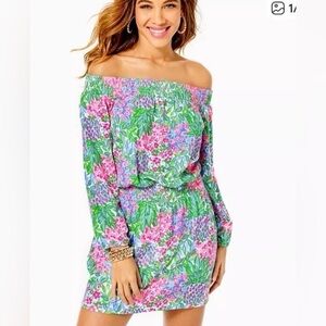 Lilly Pulitzer Cyla Off-The-Shoulder Romper - Multi A Cherry On Top (Size XS)